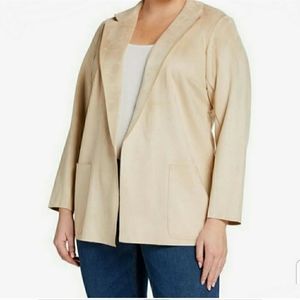 PREMISE WOMAN Faux Suede Jacket Blazer Tan Chamois